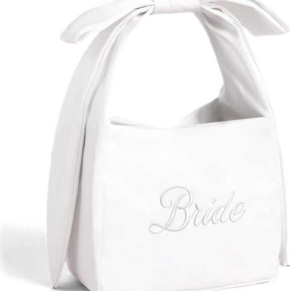 Accessories - White Satin Bride Bow Bag Bride To Be Purse Bridal Shower Party Accessory